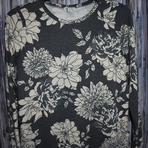 Soul Cake Floral Top Long Sleeve Gray Lace Back